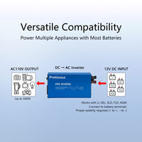 Pretiosus onduleur 500W convertisseur onduleur modifié onduleur à onde sinusoïdale onduleur DC12v à AC120v 60Hz avec ventilateur intelligent USB
