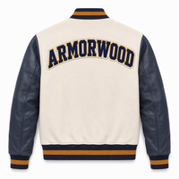 Veste universitaire pour homme, veste de baseball à manches contrastées, vêtements d'extérieur décontractés, logo personnalisé