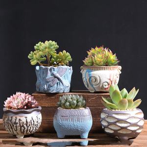 JM Rustic Home Décoration de bureau intérieure <span class=keywords><strong>Mini</strong></span> pots et jardinières <span class=keywords><strong>en</strong></span> céramique et porcelaine mignons pour plantes succulentes - Product Image 2