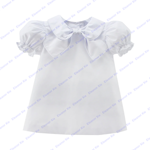 100% algodón bordado en blanco niños niñas camisetas de manga corta con <span class=keywords><strong>volantes</strong></span> recién nacido bebé niña <span class=keywords><strong>camiseta</strong></span> - Product Image 1