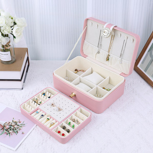 Elegant Rectangle Jewelry Box With Buckle Closure Multi Layer <b>Storage</b> For Earrings <b>Rings</b> Necklaces Jewelry Organization - Product Image 3