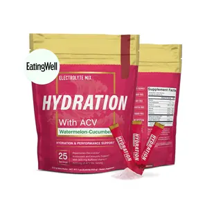 Empacotes de pó de hidratação para bebidas eletrolíticas sem açúcar com impulsionador acv e desempenho para adultos