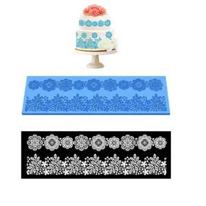 Early Riser 1pc Lace Flower Wedding Cake Silicone Flower Lace Fondant Mold Mousse Sugar Craft Icing Mat Pastry Tool