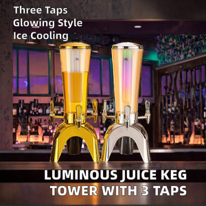 Luminous Juice Beer Keg <b>Tower</b> for Party Bars Three Taps Custom Commercial Cocktail <b>Tower</b> Juice Dispenser Portable Eco-Friendly - Product Image 2