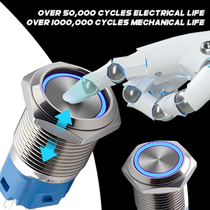 Tính năng tự khóa 12V/24V dẫn chuyển đổi Nút nhấn công tắc 1911 thép không gỉ IP67 không thấm nước 16mm kim loại đẩy nút chuyển đổi tự khóa - Product Image 5