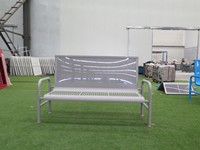 Banc public extérieur personnalisé, banc public publicitaire, design moderne, banc de repos publicitaire pour parc et rue