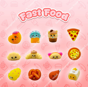 12 styles de jouets anti-stress extensibles pour jeu d'imitation culinaire : crème glacée, pizza, gâteau, jouets à presser miniatures souples et mignons en forme de fast-food - Product Image 1
