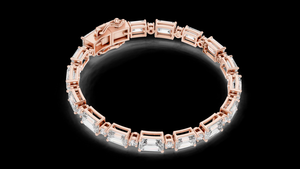 สร้อยข้อมือเงินแท้ประดับเพชรทรงเหลี่ยมสีเขียวมรกตสังเคราะห์สีโรสโกลด์ ดีไซน์คลาสสิก หรูหราเหนือกาลเวลา เหมาะสำหรับเป็นของขวัญสำหรับผู้หญิงในงานปาร์ตี้ - Product Image 2