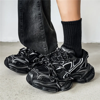 Baskets Chunky Unisexe Personnalisées Style Vintage Délavé à Double Lacet avec Semelle Plateforme en Maille et Semelle Épaisse, Chaussures de Style Urbain