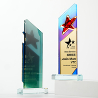 Trophée personnalisé en acrylique cristallin avec plaque en verre dégradé, gravure 3D, récompense pour employés d'entreprise
