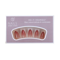 Faux ongles prédécoupés haut de gamme, style dégradé automne rose, effet œil de chat, style Pure Desire tendance, amovibles