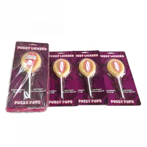 Individuele Verpakt Sales Pakket Aardbei Smaak Pussy Vormige Lollipop Licker