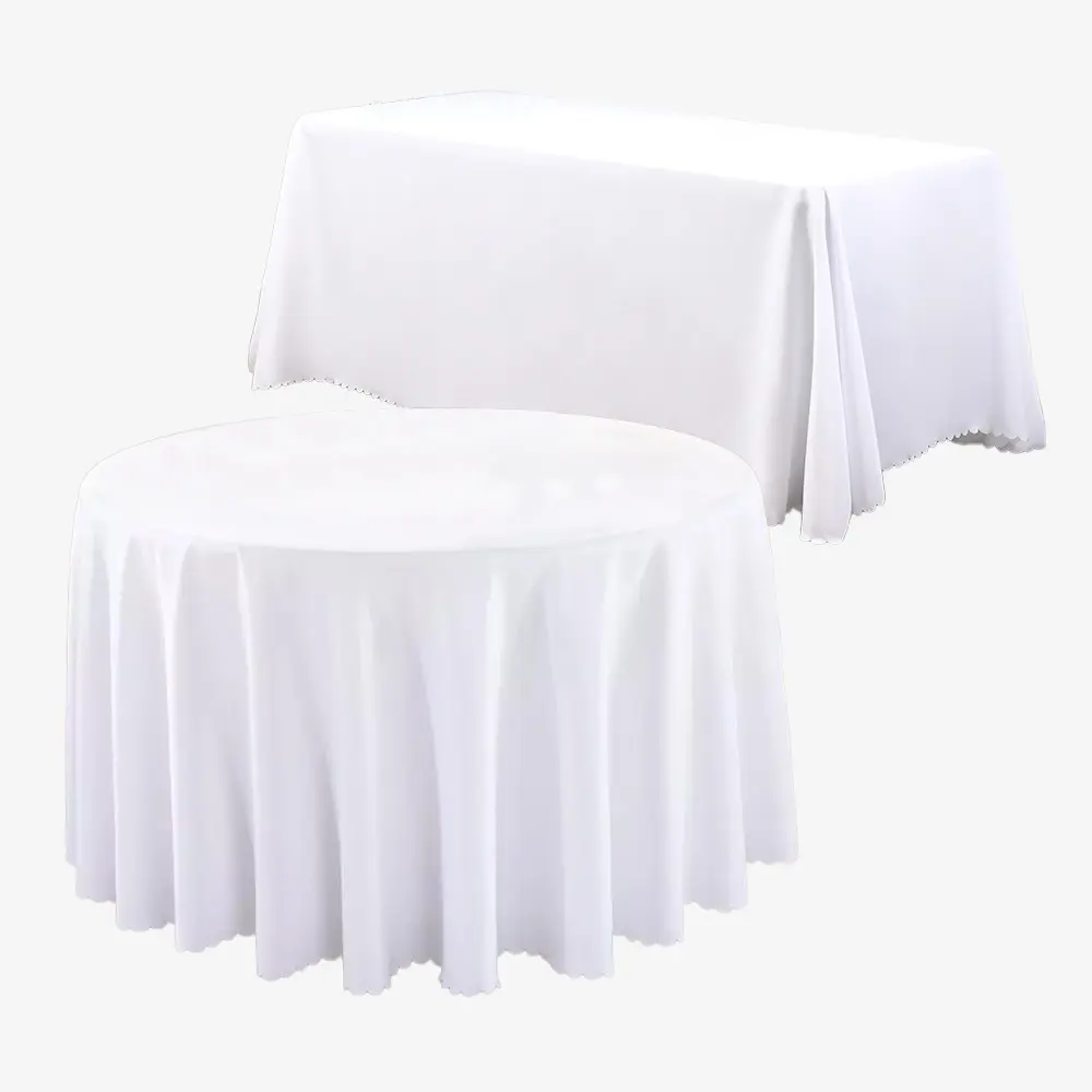 Weiße runde rechteckige rechteckige quadratische Polyester Bankett Party Hochzeit Tischdecke Abdeckung Tischdecke für Hochzeits dekoration