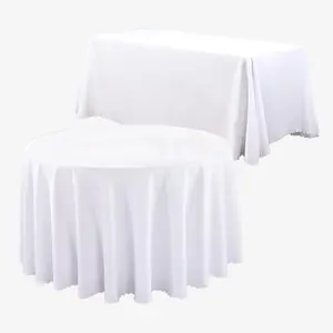 White Round Rectangular Rectangle Square Polyester Banquet Party Wedding Table Cloth Cover Tablecloth For Wedding Decoration