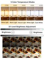 Barre LED de bureau moderne en aluminium de 44 pouces, réglable sur 4 segments, avec télécommande tactile, alimentation CC, intensité variable, pour dessin technique et lecture