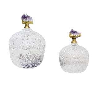 جرة حلوى كريستالية فاخرة حديثة مع غطاء مزهرية ديكور منزلي على الطراز الفرنسي هدية الزفاف - Product Image 6