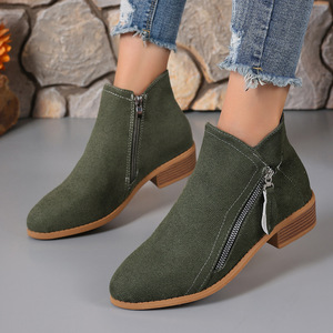 Nuevas <span class=keywords><strong>Botas</strong></span> de Tacón Bajo con Cremallera Lateral <span class=keywords><strong>para</strong></span> Mujer, Talla Grande, Punta Puntiaguda, <span class=keywords><strong>Botas</strong></span> de Gamuza 43 - Product Image 2