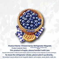Magnet Kulkas 3D Stiker Magnetik Suvenir Perjalanan Hadiah - Jiwa Puisi Orang Tionghoa - Blueberry Finlandia dan Waffle