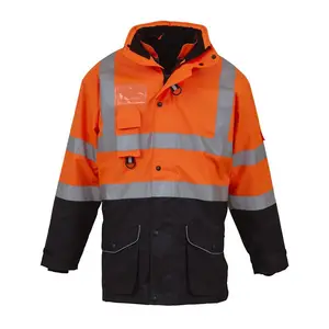 Jaqueta reflexiva personalizada do trabalho para o inverno Roupa de trabalho destacável da segurança Destacável 3 maneiras-à-desgaste Jacket Warm Coat