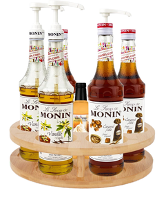 Modern Sustainable Wood Multifunction <b>Kitchen</b> <b>Storage</b> Rack <b>for</b> Dinnerware and Seasoning Bottles Single Tier Rotatable - Product Image 1