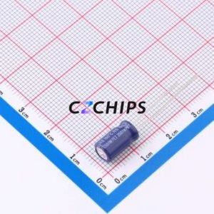 Condensador Electrolítico de Aluminio de Montaje Pasante ERS1AM221E11OT, Componente de Montaje Pasante THT, D6.3xL11mm 220uF 20% 10V 2.5mm - Product Image 2