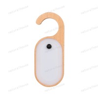 Veilleuse LED portable rechargeable en bois de hêtre avec capteur de mouvement, design crochet, pour panneau de poignée de porte, idéale pour messages et mémos, vente en gros