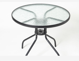 Chất Lượng Cao Sân Vườn Đồ Nội Thất Ngoài Trời Kim Loại Cà Phê Bistro Bàn Ăn Vườn Tempered <span class=keywords><strong>Glass</strong></span> Bàn Tròn Và Bàn Vuông - Product Image 5