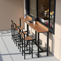 Ensemble table et chaises de bar nordiques en métal pour extérieur, table longue de terrasse, anti-corrosion, résistant aux intempéries, pour café, tabourets hauts, projets personnalisables