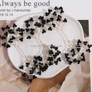 Design de couleur personnalisé fait à la main 3D fil de mariée grande fleur de cristal accessoire de cheveux strass corsage appliqué <span class=keywords><strong>Dor</strong></span> robe - Product Image 3