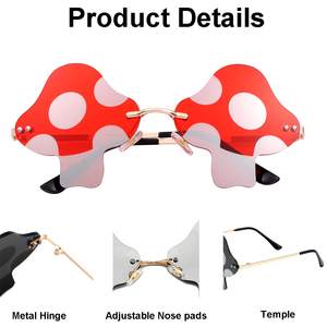 Novedad, gafas de sol con forma de hongo para mujeres y hombres, gafas de sol sin montura Vintage, gafas de sol Retro para fiesta rave, gafas de Halloween - Product Image 2