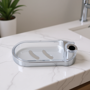 Jabonera ovalada con adaptador de varilla ajustable cromado - Product Image 3