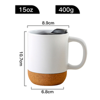 Tasse-Tumbler à Café en Céramique Mate de 15oz Vierge pour Sublimation Avec Poignée et Sous-Verre en Bois pour Sublimation
