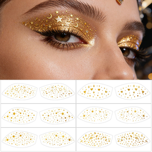 Parches de Maquillaje <span class=keywords><strong>con</strong></span> Purpurina Plateada, Adhesivos Holográficos para Párpados, <span class=keywords><strong>Tatuajes</strong></span> Temporales para Ojos, Purpurina Cosmética para Rostro - Product Image 1