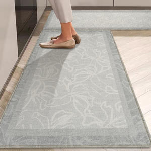 Tapis de cuisine belge en velours rectangulaire antidérapant, lavable, résistant aux taches, imperméable, en fibre de polyester, couleur unie - Product Image 2