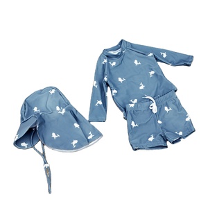 Traje de baño de 3 piezas para bebés y niños pequeños, traje de baño de manga larga, traje de baño con sombrero, traje de baño encantador para bebés - Product Image 1