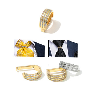 Nouvelle Pince à Cravate Homme Haut de Gamme avec <span class=keywords><strong>Micro</strong></span>-Incrustation de Zircon, Anneau Fixe, Accessoire de Mode Masculin - Product Image 4