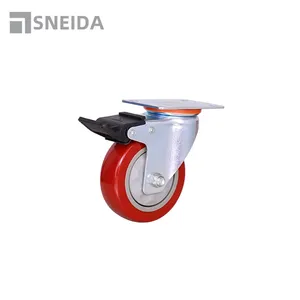 עיטוש 1.5 קשיח 2 אינץ 'אור החובה מתכת נגישה לנעילה pvc אדום קסטור רסק גלגלים רהיט כיסא גלגלים