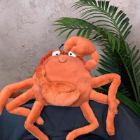 Peluche crabe style gelée britannique, version haute 11 cm, avec base lestée, griffes symétriques, toucher super doux, anti-stress, série Océan