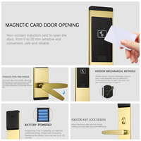 Cerradura Inteligente RFID Moderna y Duradera de Acero Inoxidable para Puerta de Madera, Sistema de Control de Acceso T57 con Almacenamiento en la Nube para Hoteles, Llave de Tarjeta Dorada