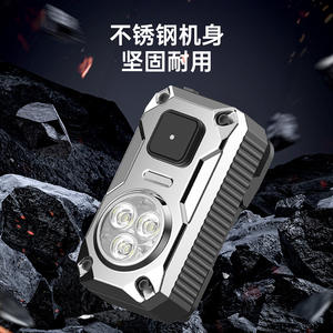 Lampe de poche LED rechargeable en acier inoxydable pour la randonnée en plein air, haute luminosité, clip magnétique, mini lampe portable - Product Image 1