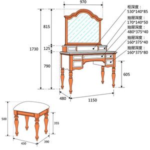 Meja Rias Antik Mewah dengan Cermin dan Banyak Laci untuk Kamar Tidur - Product Image 6