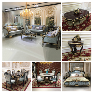 Ruisen Châu Âu sang trọng cổ điển rượu vang đỏ sofa 1123 gỗ rắn pháp Palace vải sofa khung gỗ rắn đồ nội thất cao cấp - Product Image 3