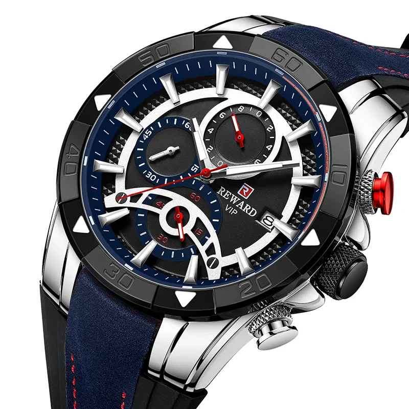 Ricompensa Logo Personalizzato casual Auto Data di sport orologio al quarzo per gli uomini di Alta qualità del silicone di Lusso fibbia nero Orologio da polso