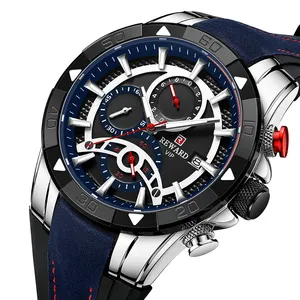Reward relógio de pulso casual com logotipo personalizado, data automática, relógio de quartzo para homens, fivela de silicone de luxo de alta qualidade, relógio de pulso preto