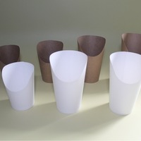 Vente en gros de gobelets jetables en papier kraft incliné pour frites sushi œuf gaufré crème glacée boîte d'emballage en papier pour usage alimentaire