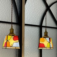 Lámpara de Techo Rectangular Peace Dove, de Cobre y Vidrio, con LED, Estilo Vintage, para Dormitorio, Entrada, Balcón, Pasillo