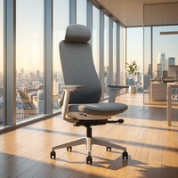 Chaise de bureau ergonomique en maille grise intégrale avec accoudoirs 3D en PU, soutien lombaire réglable en hauteur, siège pivotant et coulissant pour cadre dirigeant