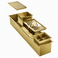 Station de travail de cuisine multi-compartiments en acier inoxydable 304 avec évier multifonctionnel, idéale pour ranger la vaisselle et les ustensiles de table