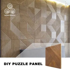 Mamu 3D Art Glamor Rasa Desain Membagi Ruang Efek Timbul Eco Serat Kayu Panel Dinding Cladding