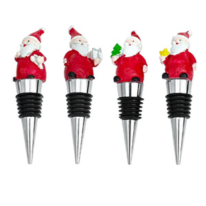 Santa Claus Wine Stoppers Metal Resin Bottle Four Designs For Christmas Decoration - Product Image 2